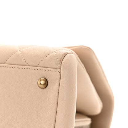 Chanel Shiny Sheepskin Quilted Large Trapezio Flap Beige 13 of 14