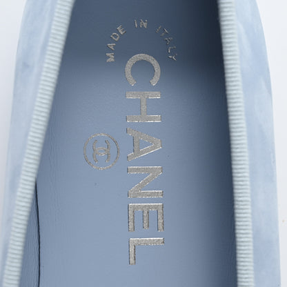 Chanel Suede Calfskin Cap Toe CC Ballerina Flats 39 Light Blue 7 of 10