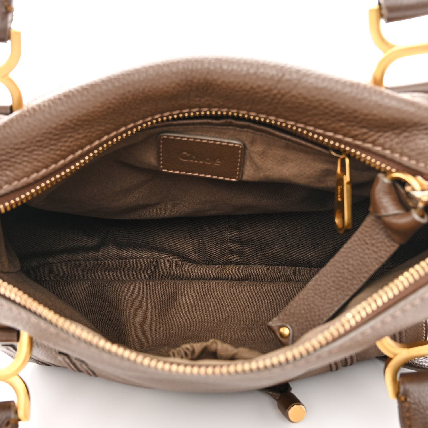 Chloe Calfskin Medium Marcie Satchel Brown Seed 5 of 10