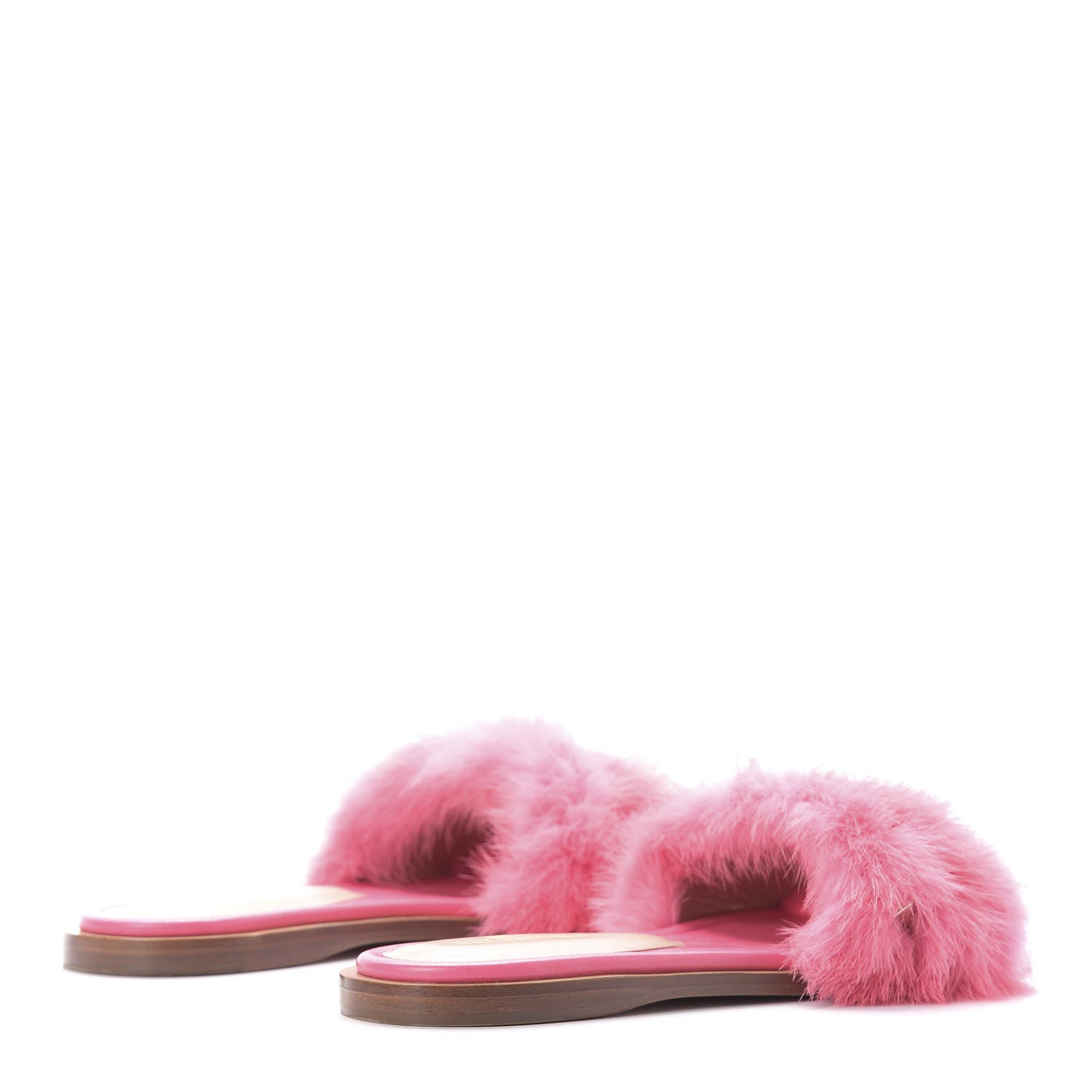Valentino Garavani Mink Fur Rockstud Flat Slide Sandals 37 Shadow Pink 6 of 10