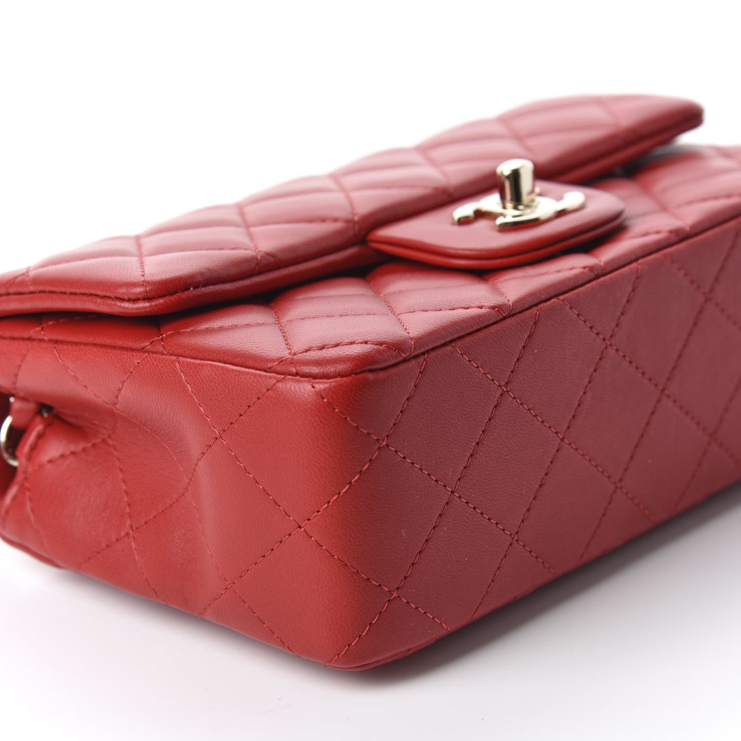 Lambskin Quilted Mini Rectangular Flap Red