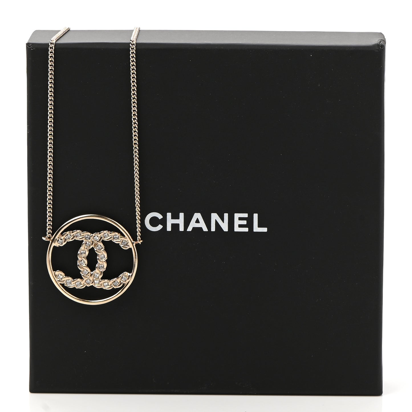 Baguette Crystal High Society CC Pendant Necklace Gold