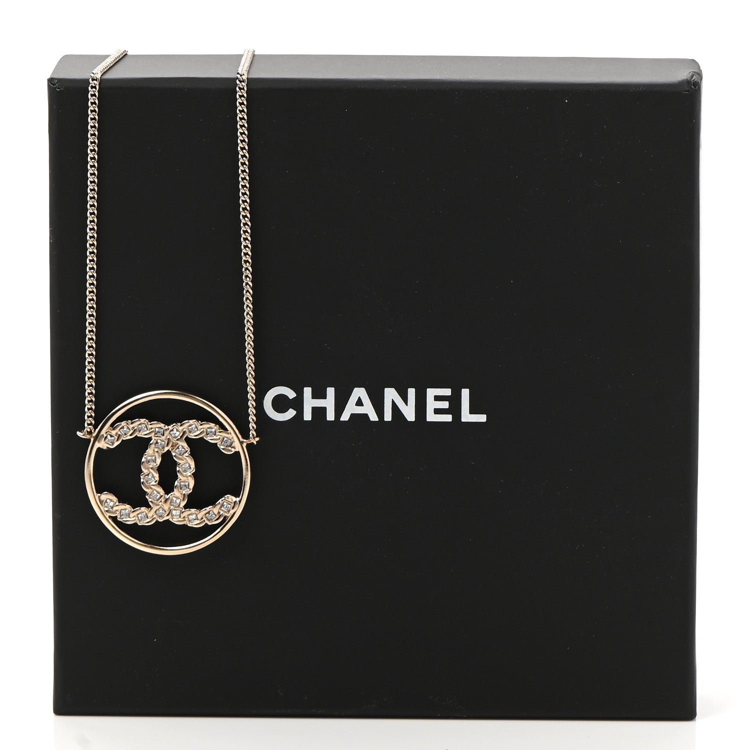 Chanel Baguette Crystal High Society CC Pendant Necklace Gold 7 of 7