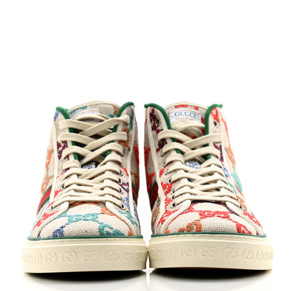 Gucci Linen Psychedelic Mini GG Monogram Mens 1977 Tennis High Top Sneakers 10 Multicolor Mystic White 2 of 10
