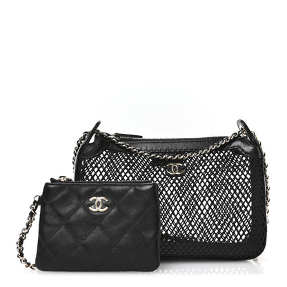 Chanel Mesh Shiny Lambskin Clutch With Chain Black 3 of 11
