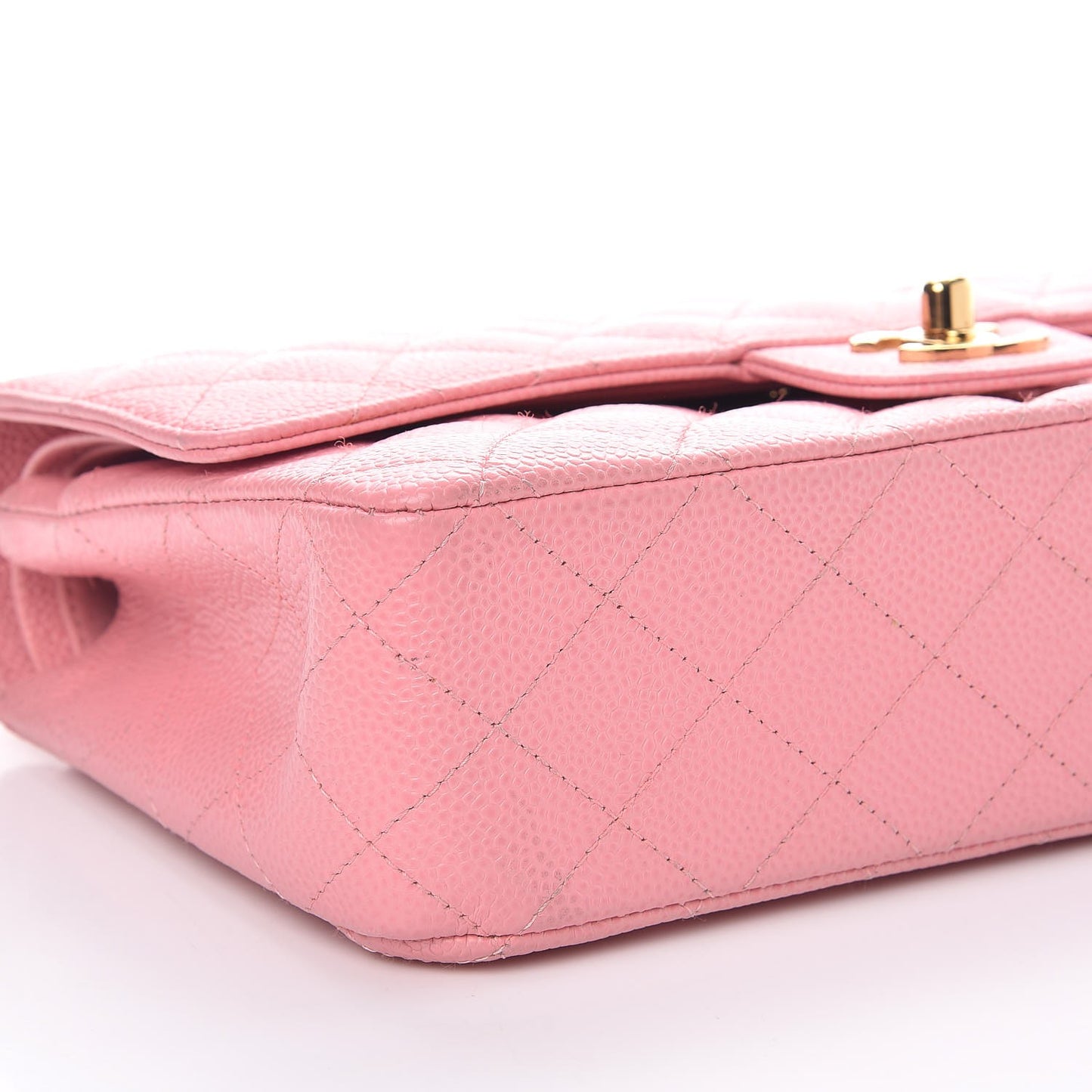 Caviar Quilted Medium Double Flap Pink