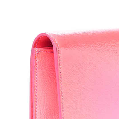Saint Laurent Textured Patent Monogram Large Belle De Jour Clutch Pink 12 of 12