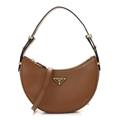 Prada Soft Calfskin Arque Shoulder Bag Cognac 1 of 10