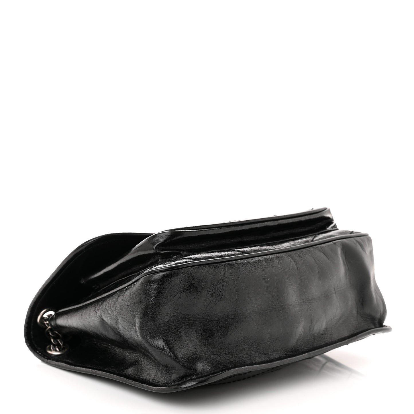 SAINT LAURENT Crinkled Calfskin Matelasse Monogram Medium Niki Chain Satchel Black
