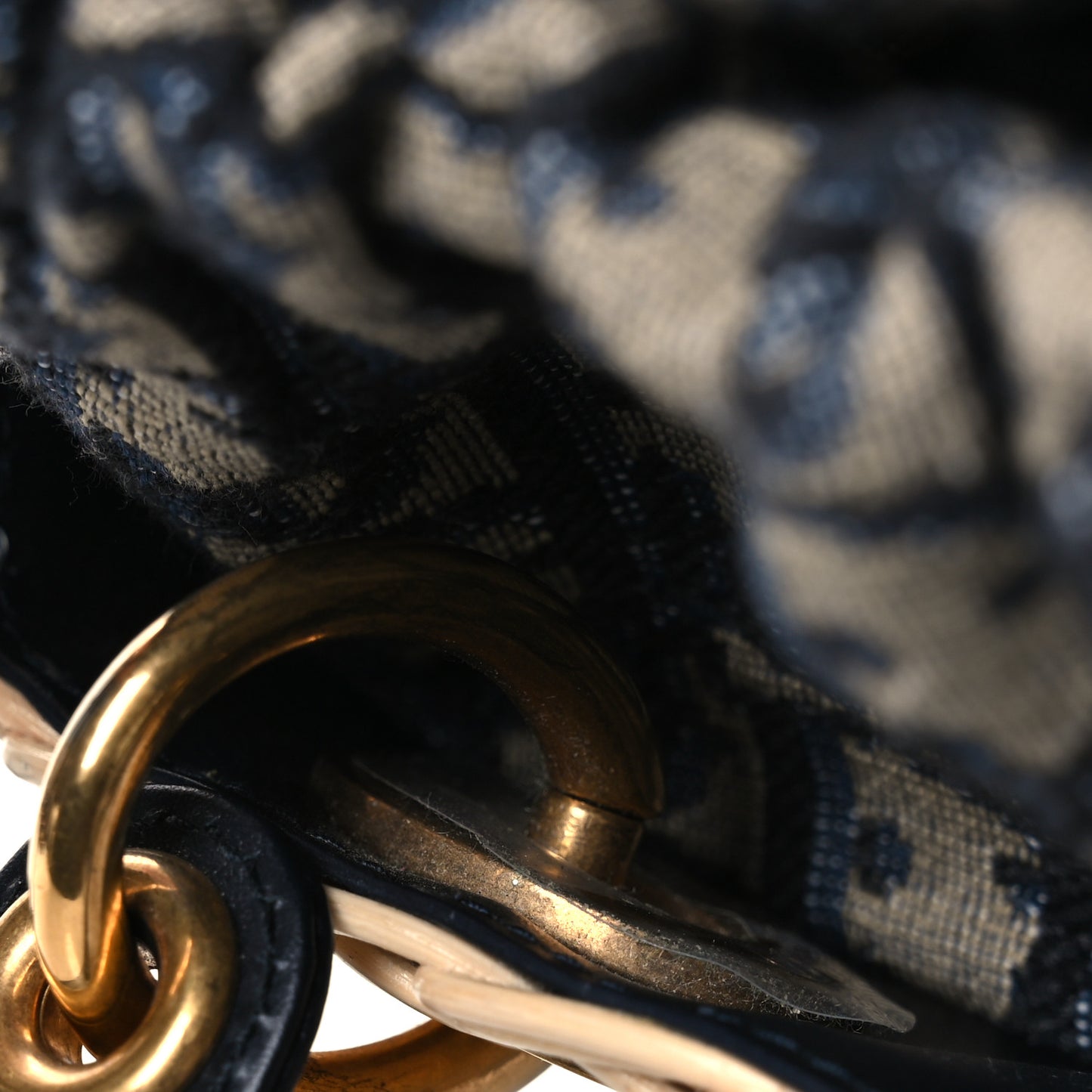 Wicker Oblique Mini Lady Dior Bag Blue