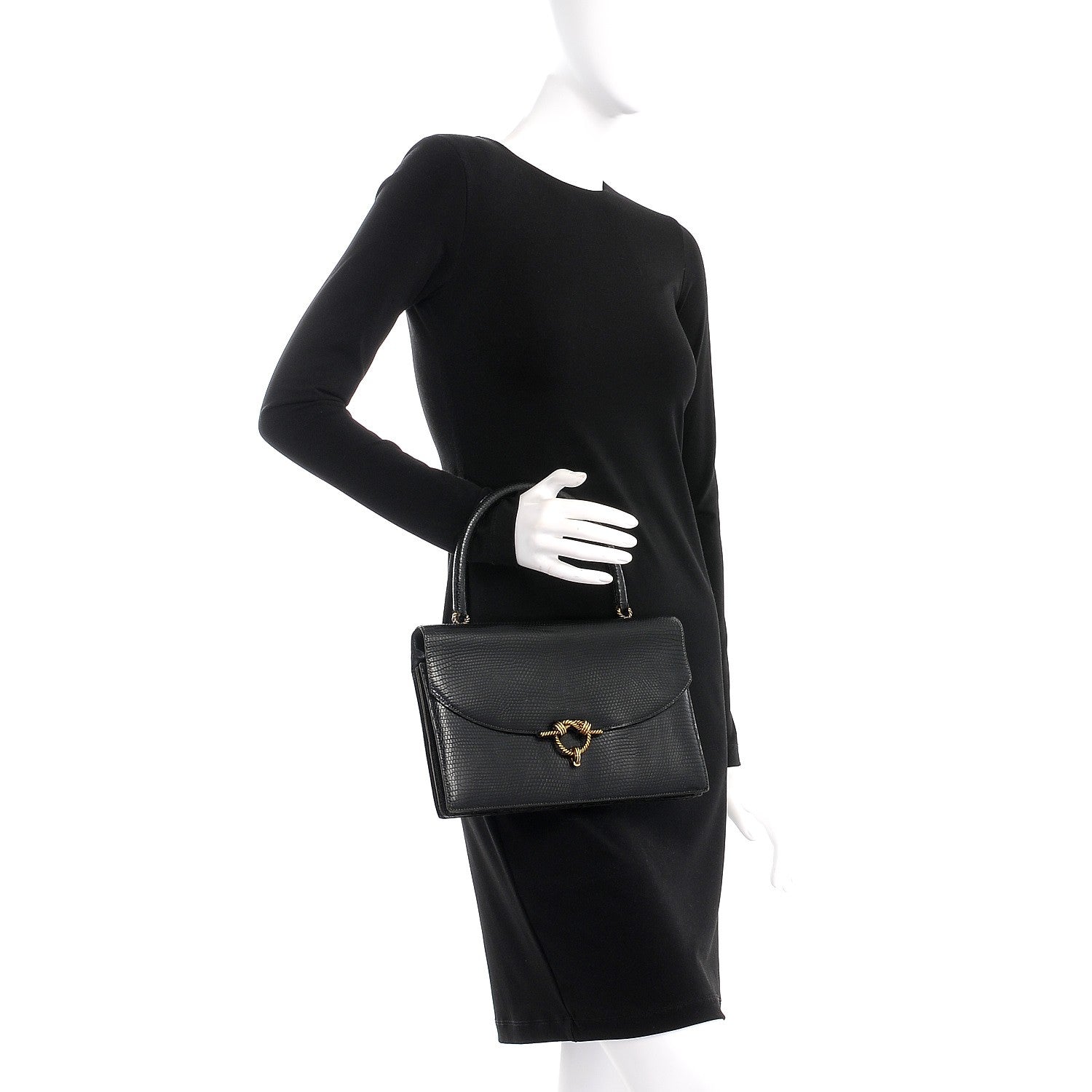 Hermes Lizard Sac Cordeliere Black 2 of 6
