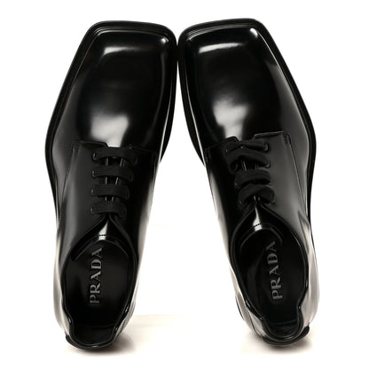 Prada Spazzolato Square Toe Lace Up Derby 9 Black 2 of 10