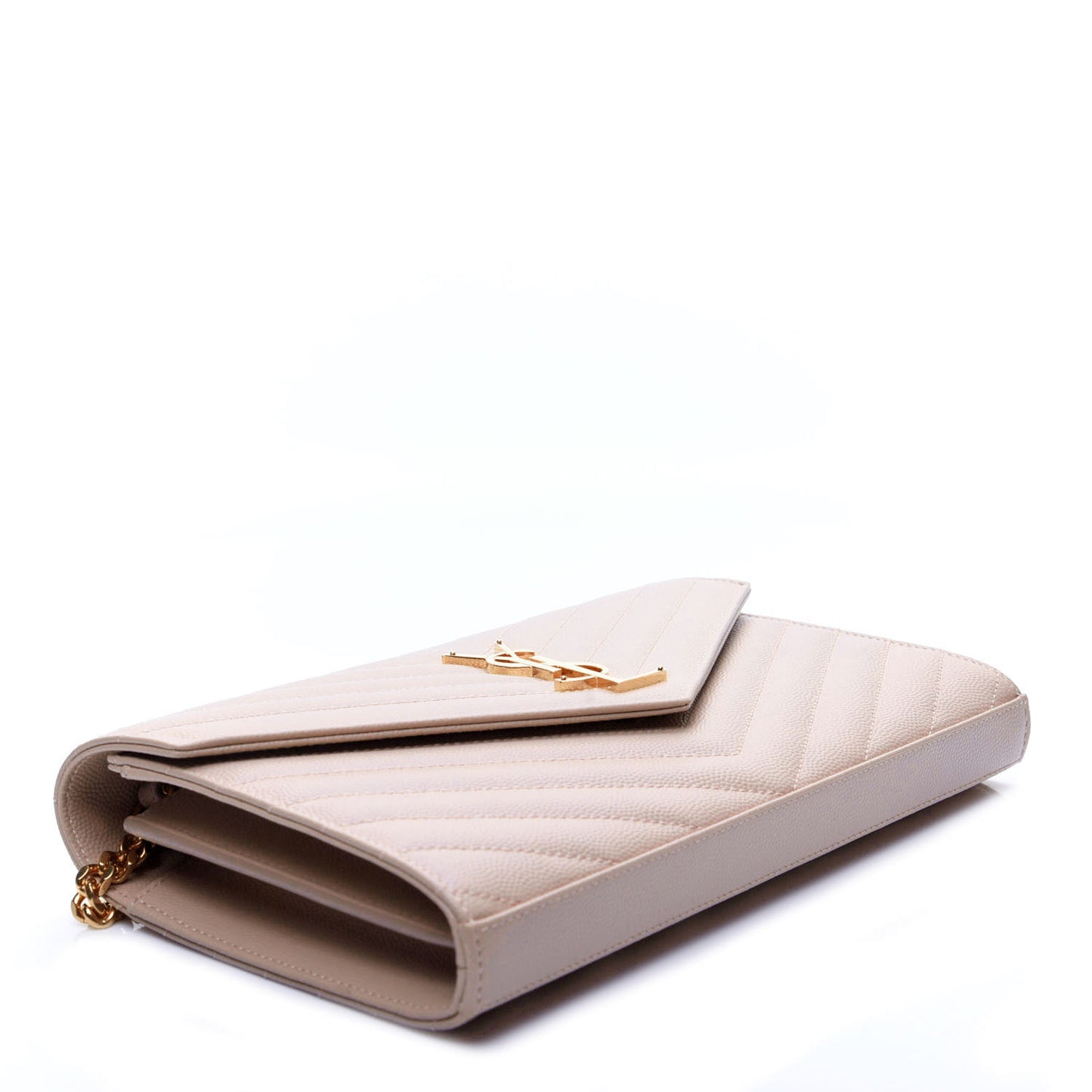 Grain De Poudre Matelasse Chevron Monogram Chain Wallet Pale Pink