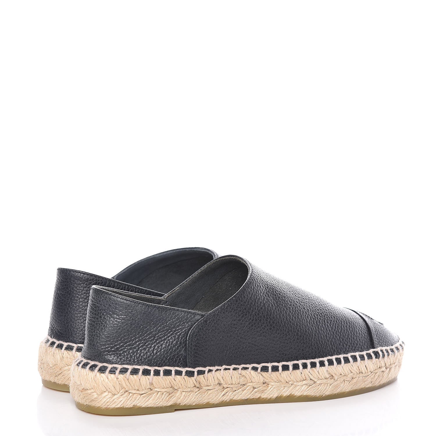 Chanel Grained Calfskin CC Espadrilles 36 Black Navy 4 of 10