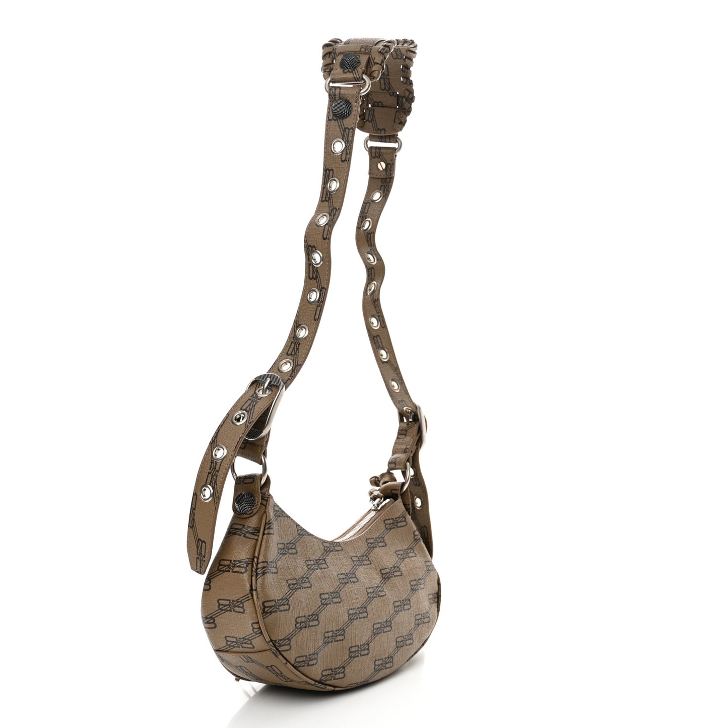 Coated Canvas BB Monogram Le Cagole Shoulder Bag XS Beige Brown