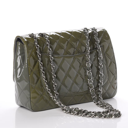 Chanel Patent Quilted Jumbo Single Flap Grey 3 of 12