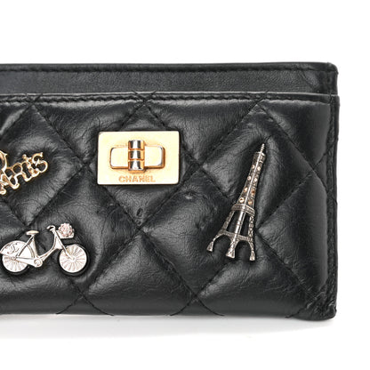 Chanel Aged Calfskin Quilted Lucky Charms Reissue Card Holder Black 9 of 13