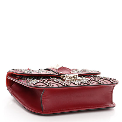 Valentino Garavani Vitello Crystal Loveblade Embellished Mini Glam Lock Rockstud Flap Rubino 4 of 12