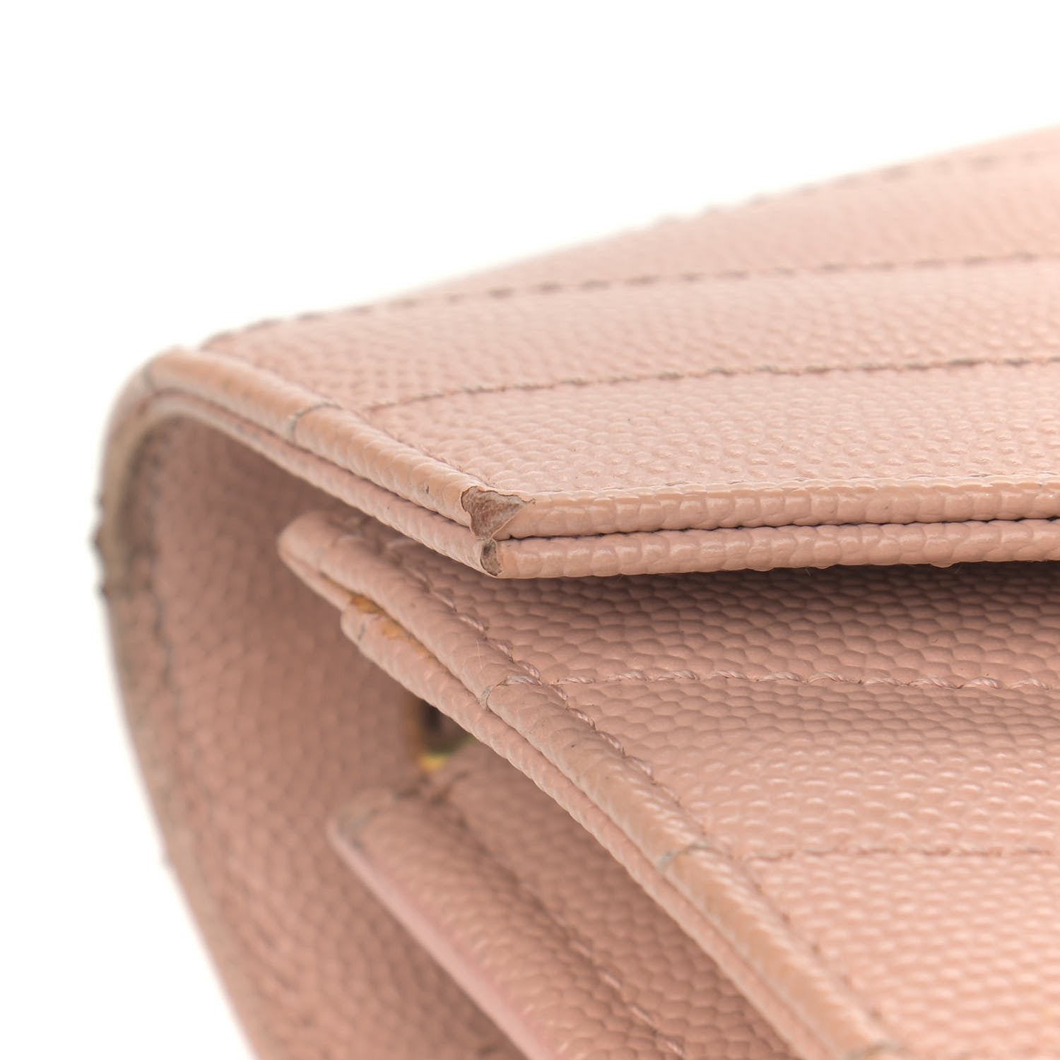 Saint Laurent Grain De Poudre Matelasse Chevron Monogram Chain Wallet Pale Pink 13 of 13
