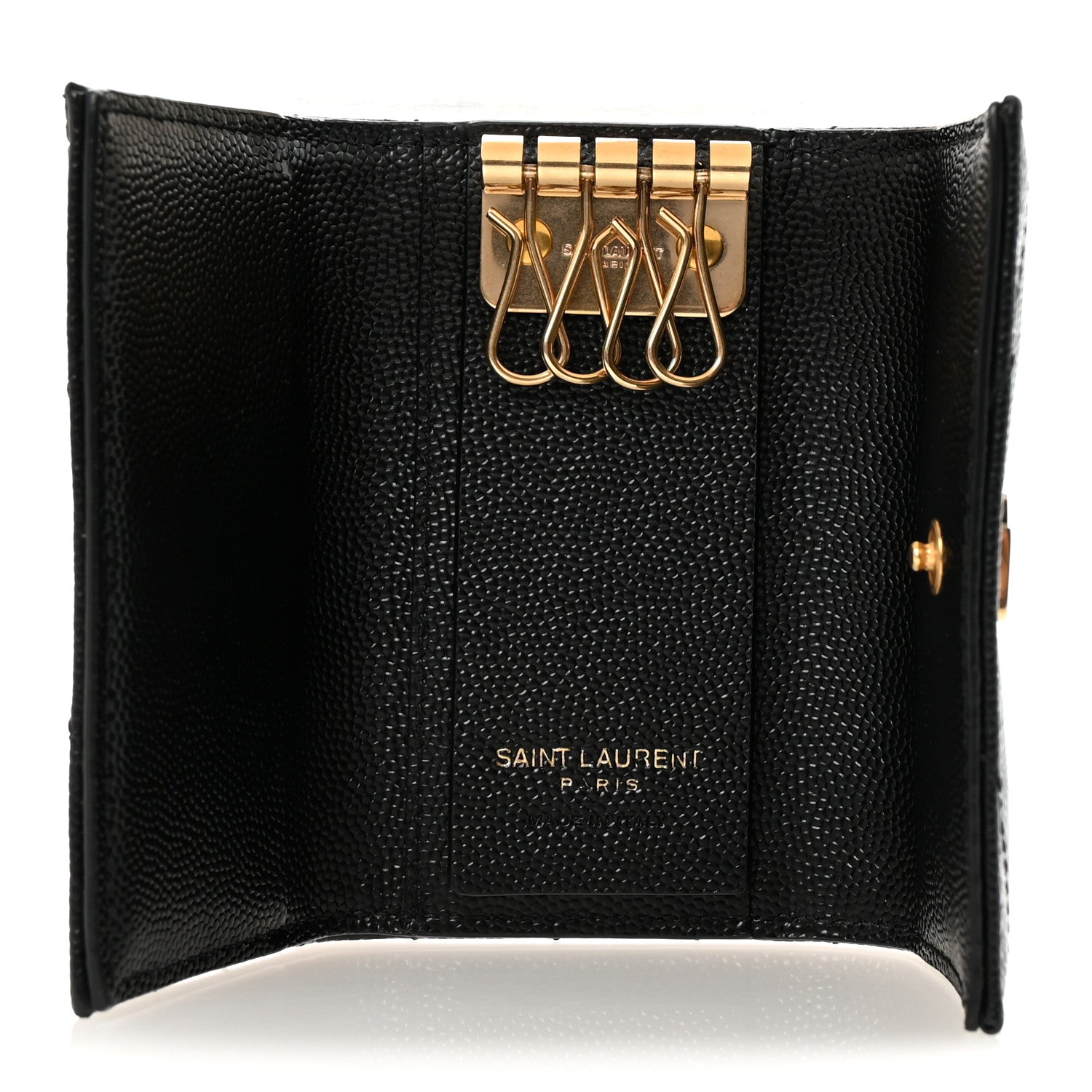 Saint Laurent Grain de Poudre Matelasse Cassandre Monogram Slim Key Case Black 5 of 7