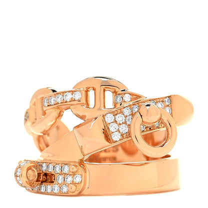Hermes 18K Rose Gold Diamond GM Alchimie Ring 49 5 1 of 4