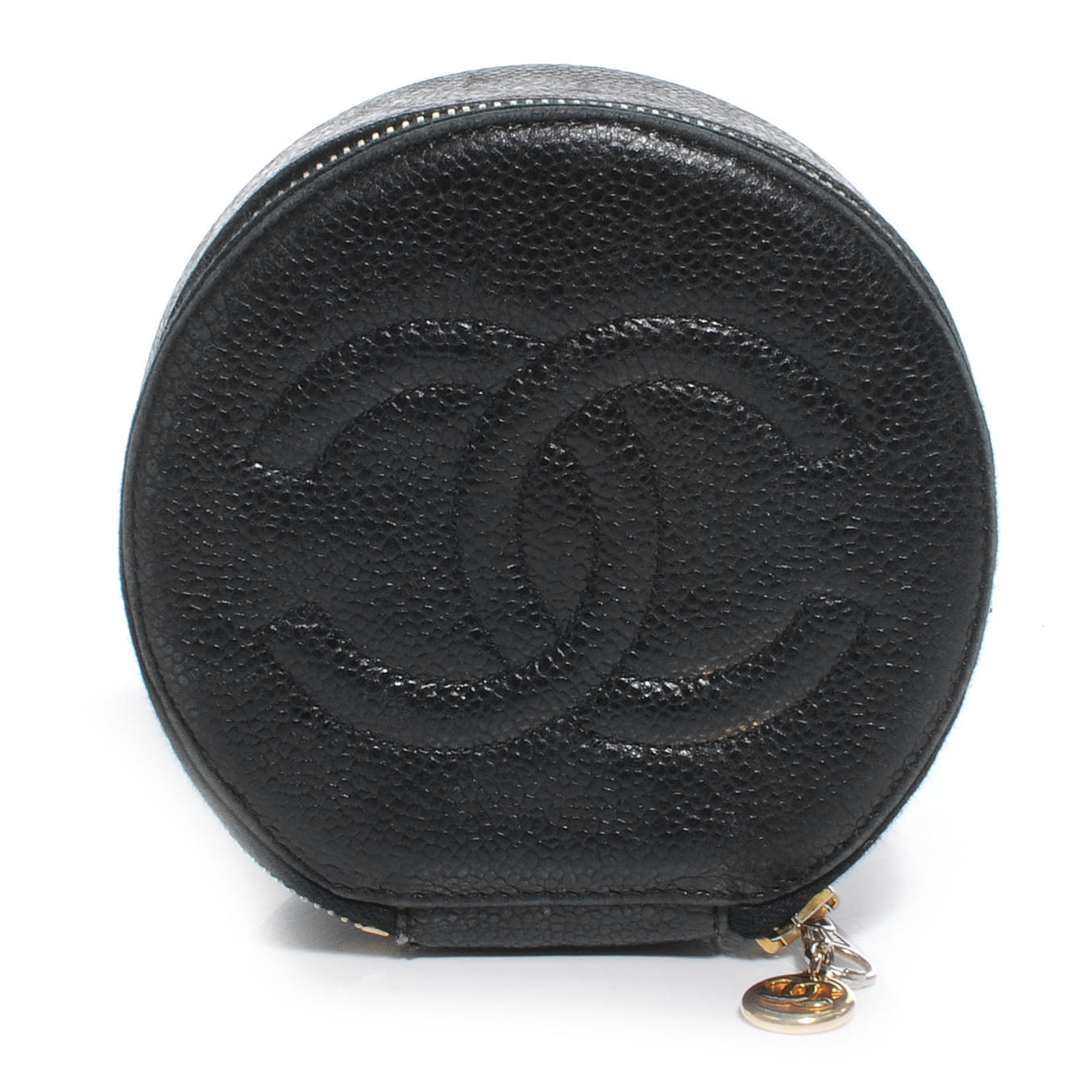 Chanel Caviar Round Jewelry Travel Case Black 1 of 9