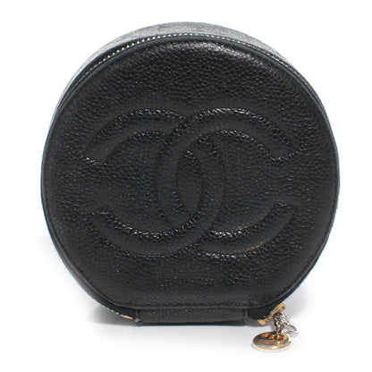 Chanel Caviar Round Jewelry Travel Case Black 1 of 9