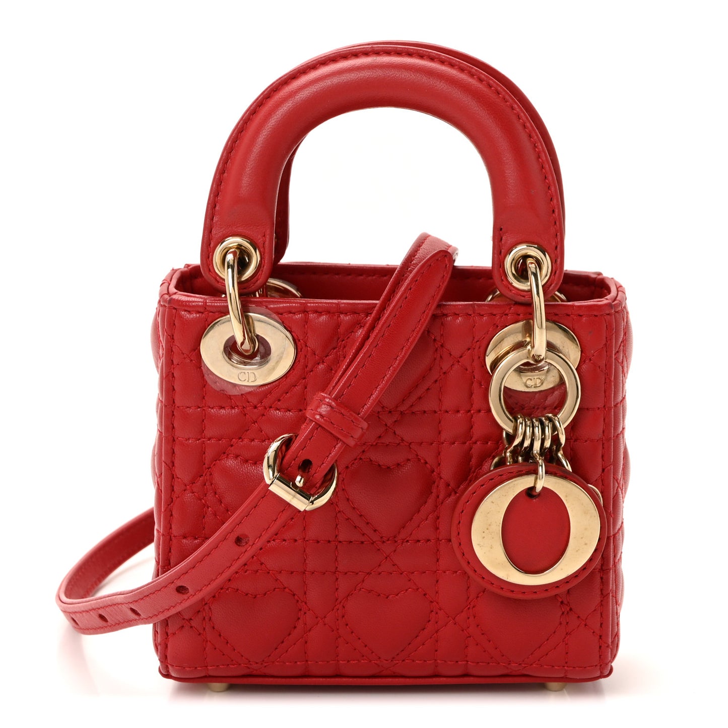 Calfskin Cannage Dioramour Micro Lady Dior Bright Red