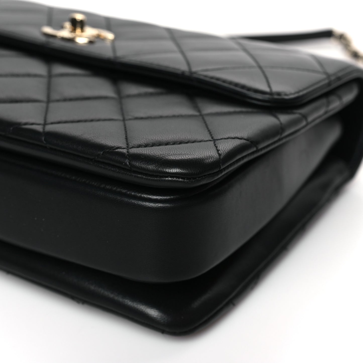 Lambskin Quilted Medium Trendy CC Flap Dual Handle Bag Black