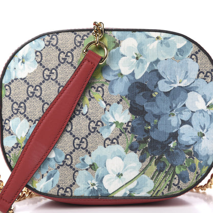 Gucci GG Supreme Monogram Blooms Mini Chain Shoulder Bag Beige Blue Navy Hibiscus Red 8 of 11