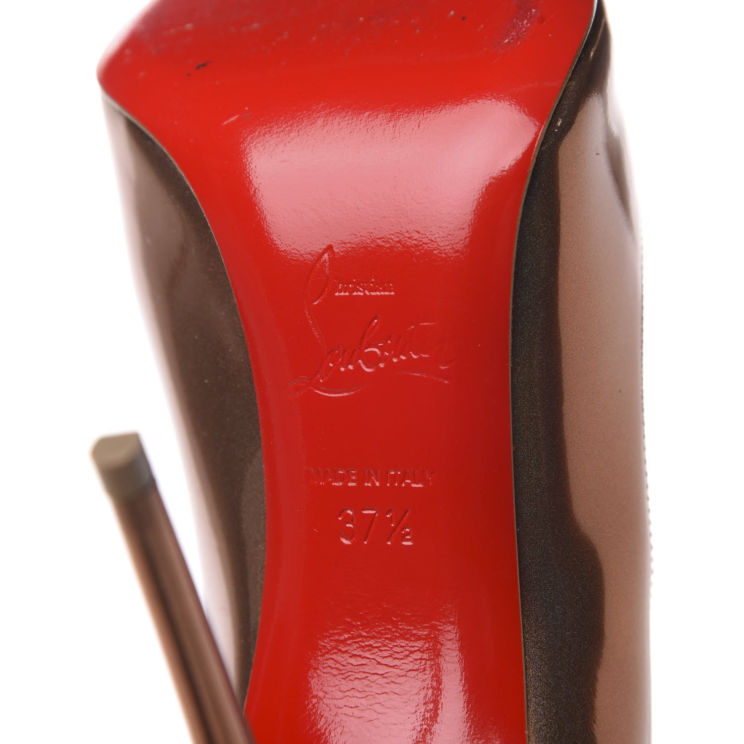 Christian Louboutin Metallic Patent Pigalle Follies 100 Pumps 37.5 Cappuccino 7 of 9