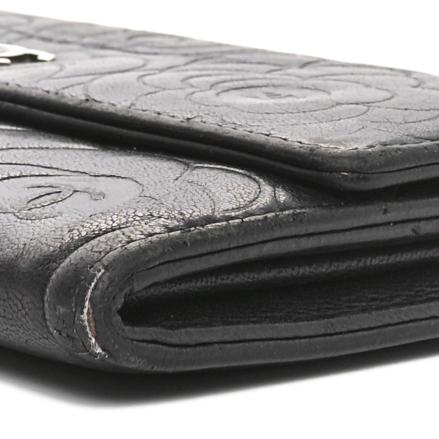 Chanel Lambskin Camellia Embossed Large Gusset Flap Wallet Black 11 of 13