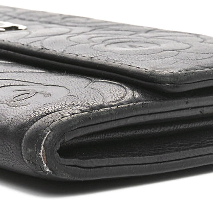 Chanel Lambskin Camellia Embossed Large Gusset Flap Wallet Black 11 of 13