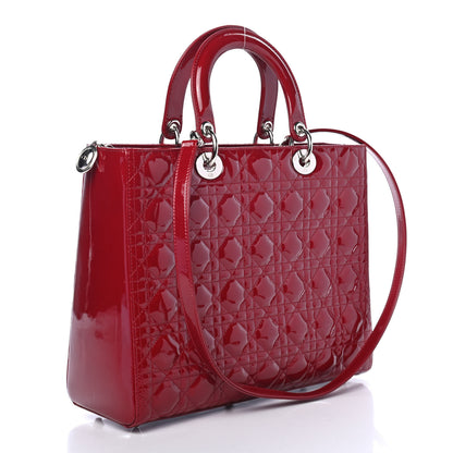 Christian Dior Patent Cannage Large Lady Dior Red 2 of 4
