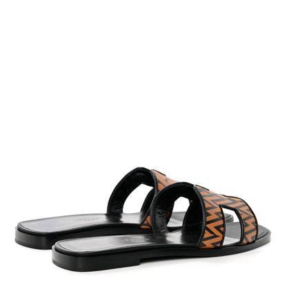 Hermes Calfskin Oran Sandals 36 Black Gold 4 of 10