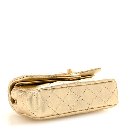 Chanel Metallic Calfskin Quilted Mini Flap Bag Charm With Hook Golden Golden 4 of 8