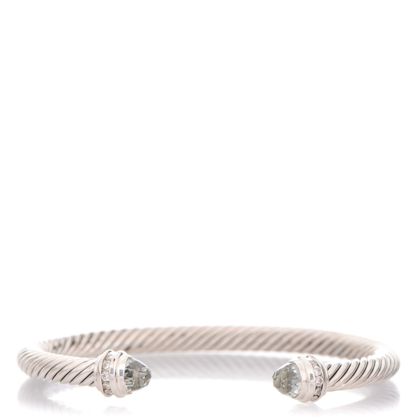 Sterling Silver Diamond Prasiolite 5mm Cable Classics Princess Bracelet