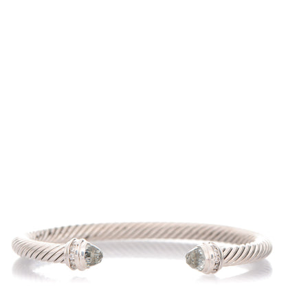 David Yurman Sterling Silver Diamond Prasiolite 5mm Cable Classics Princess Bracelet 1 of 6