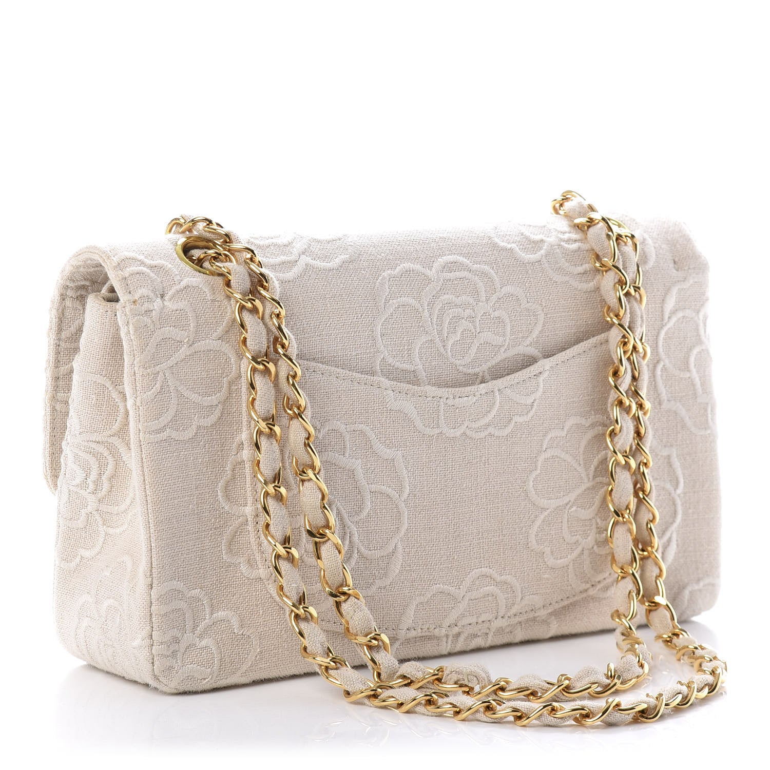 Chanel Canvas Camellia Small Double Flap Ivory 3 of 13