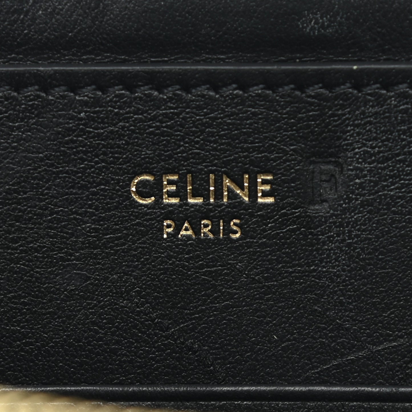 Calfskin Quilted C Charm Pouch Black