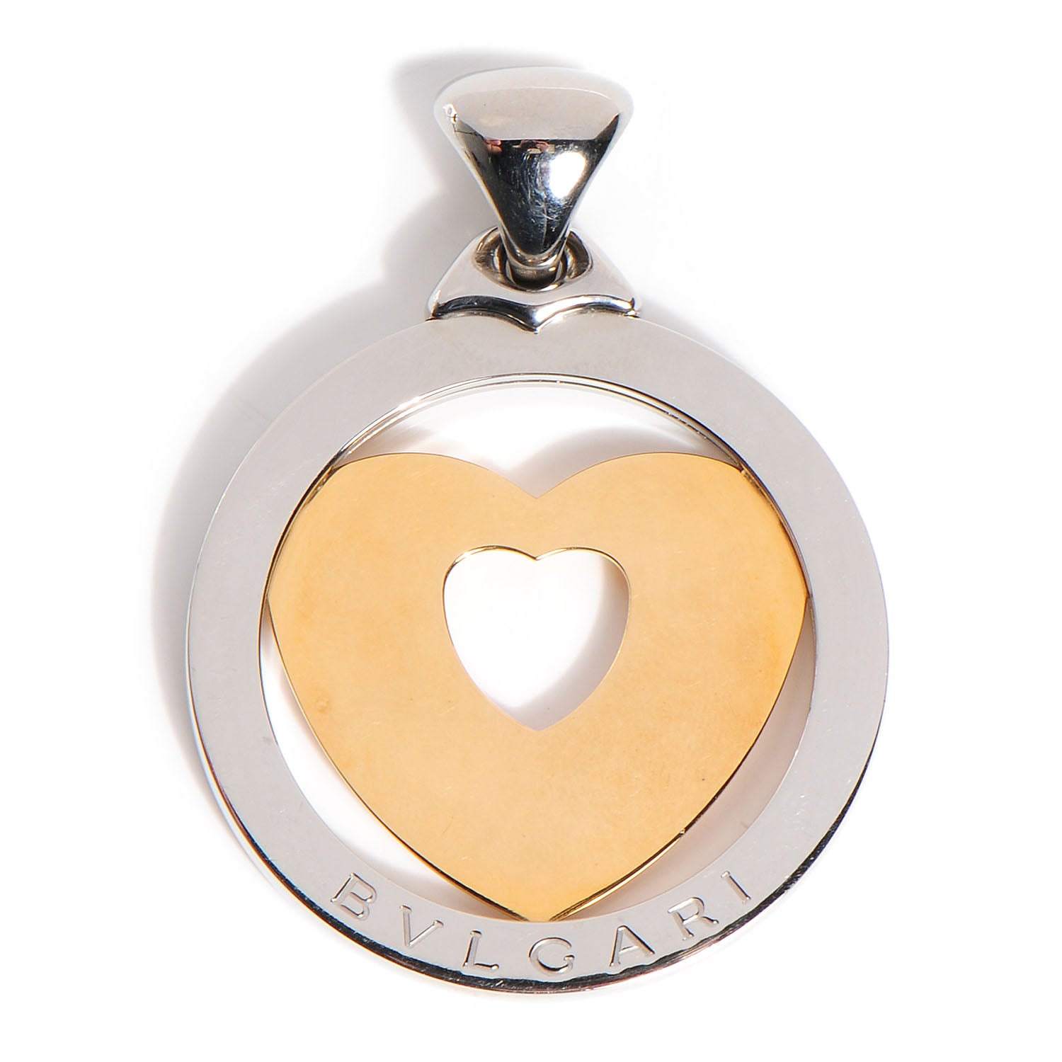 Bulgari BVLGARI Stainless Steel 18K Gold Large Tondo Heart Pendant 1 of 4