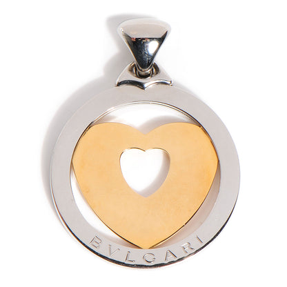 Bulgari BVLGARI Stainless Steel 18K Gold Large Tondo Heart Pendant 1 of 4