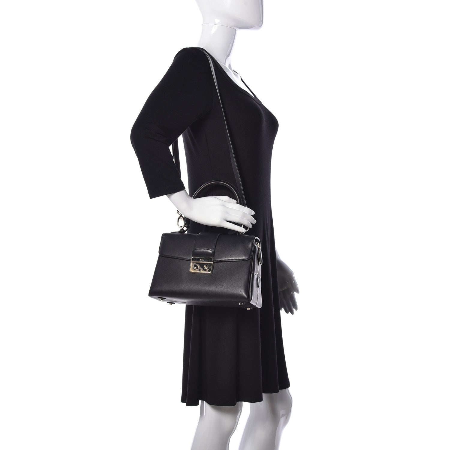 Christian Dior Calfskin Top Handle Flap Black 2 of 9