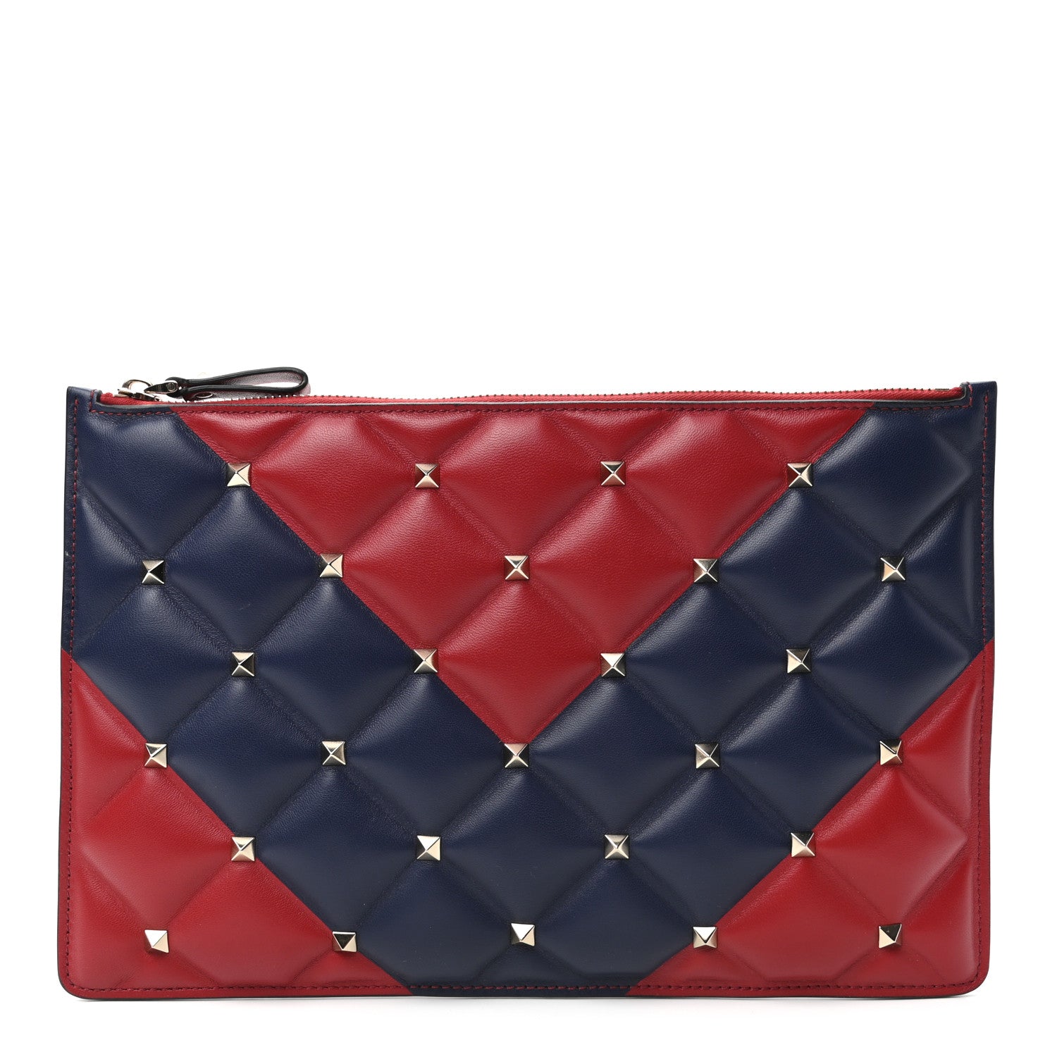 Valentino Garavani Nappa Candystud Zip Pouch Red Blue 1 of 6