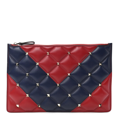 Valentino Garavani Nappa Candystud Zip Pouch Red Blue 1 of 6