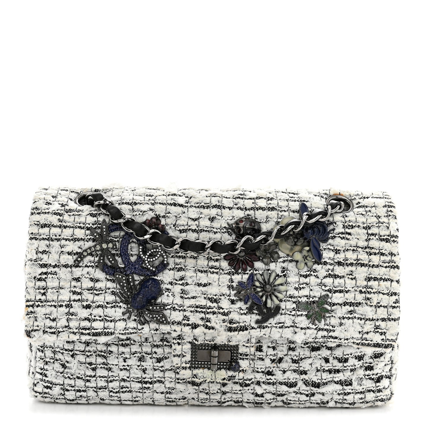 Tweed Garden Party 2.55 Reissue 225 Flap White Multicolor