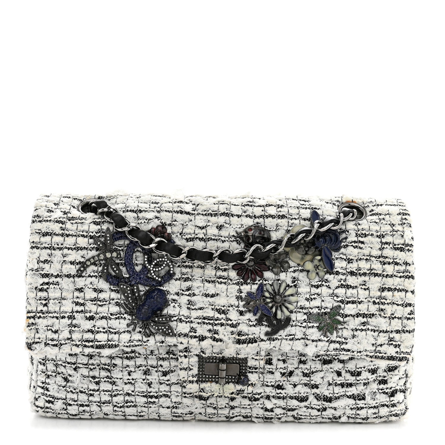 Chanel Tweed Garden Party 2.55 Reissue 225 Flap White Multicolor 1 of 12