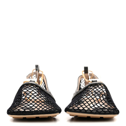 Bottega Veneta Mesh Nappa Chunky Chain Stretch Ballerina Flats 37 Black 3 of 9