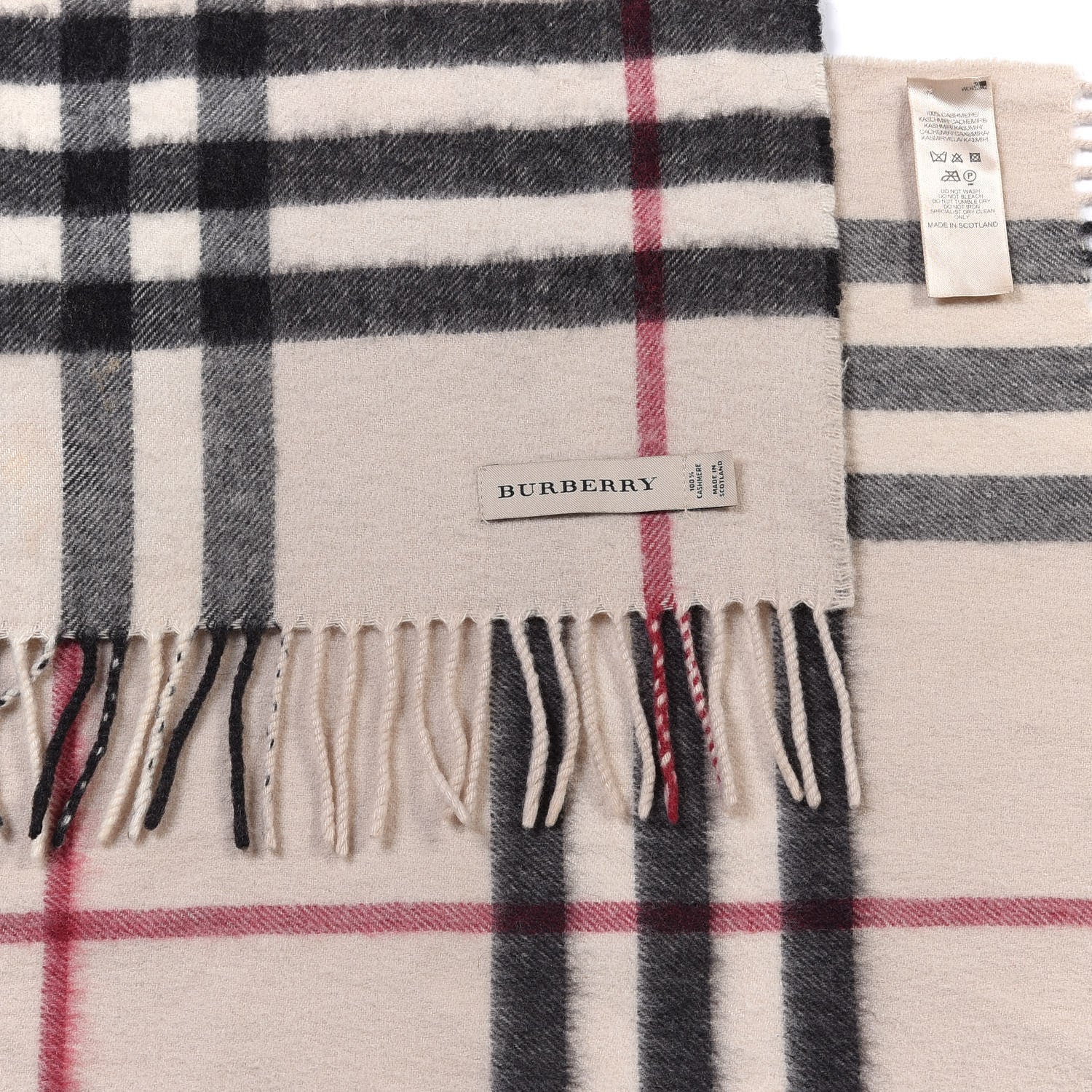 Burberry Cashmere Check Fringe Scarf Stone 5 of 8