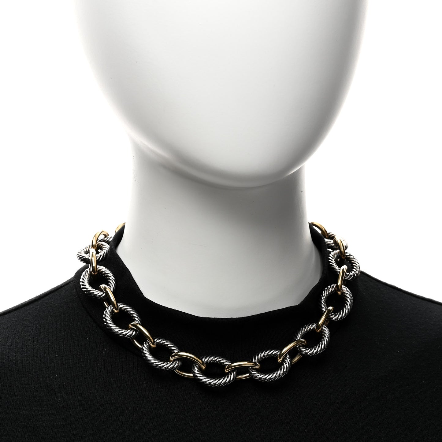 Sterling Silver 18K Yellow Gold 18mm Oval Link Necklace